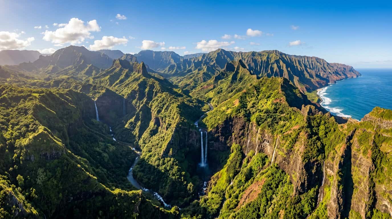 Survol en hélicoptère des volcans et cascades sauvages