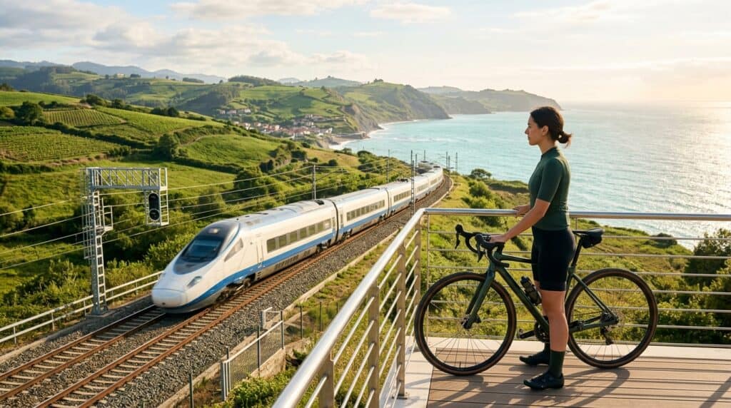 Voyager en train avec son vélo le long de la côte en France