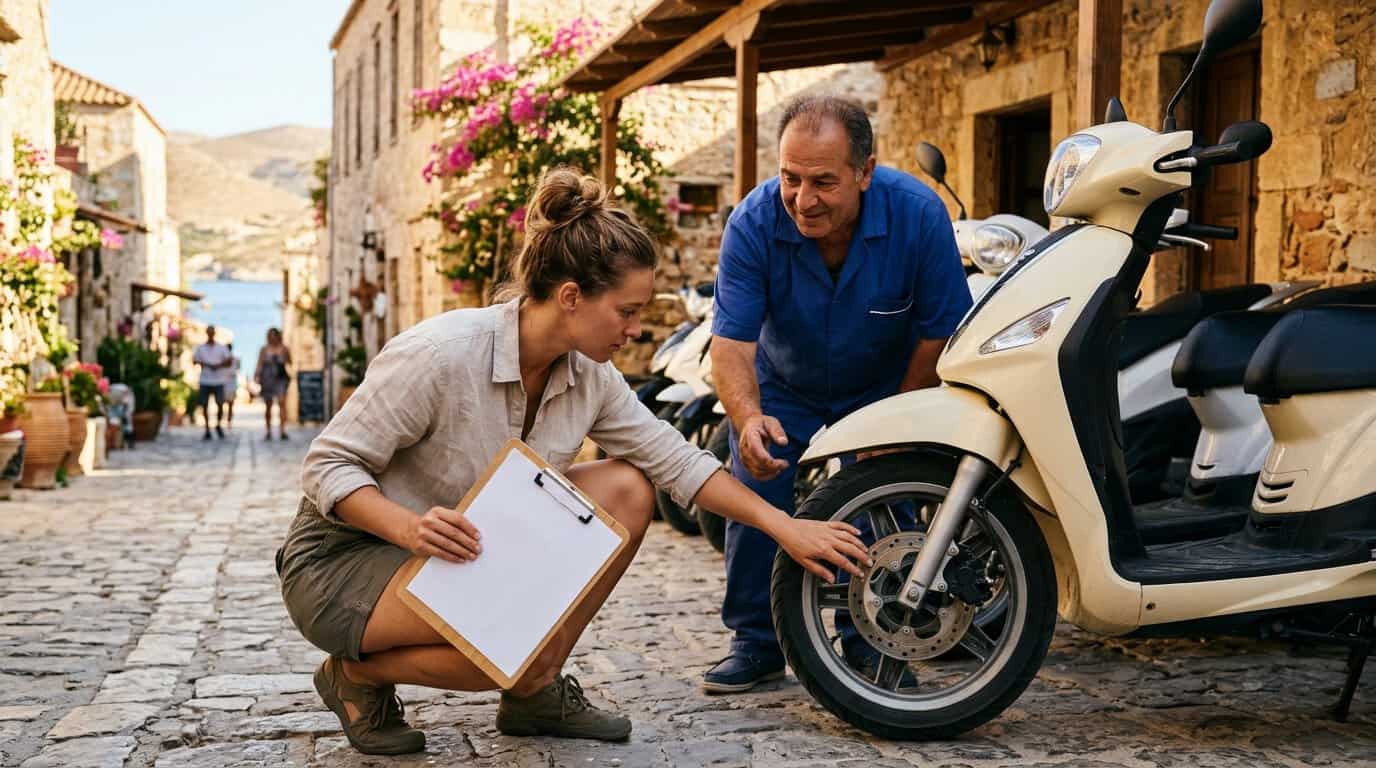 Inspection contradictoire de l'état d'un scooter lors d'une location en vacances